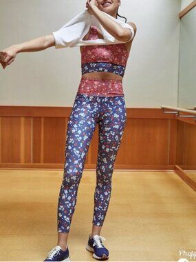 Kachel x Anthropologie Floral Workout Matching Set Legging and Top Sz S
